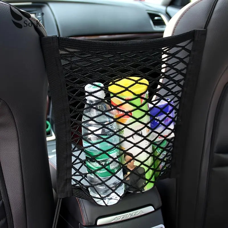 Universal Car Seat Back Organizer - 2-Layer Mesh Net Pocket with Elastic Edges🚗✨