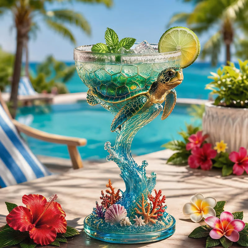 🦜Parrot Paradise Margarita Glass-Tropical Collectible Cocktail Goblet🐢