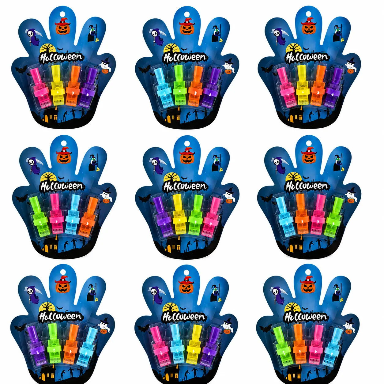 12PCS Halloween Finger Projector Rings, LED Light-Up FingerToys, Random Pattern Assortment🎃