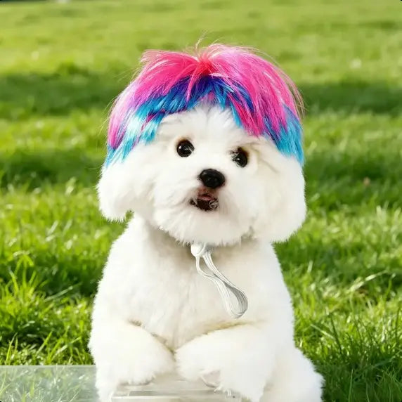 Cute Short-Hair Wig Pet Headband, Funny Pet Wig Hair Accessories for Dogs and Cats 🐶