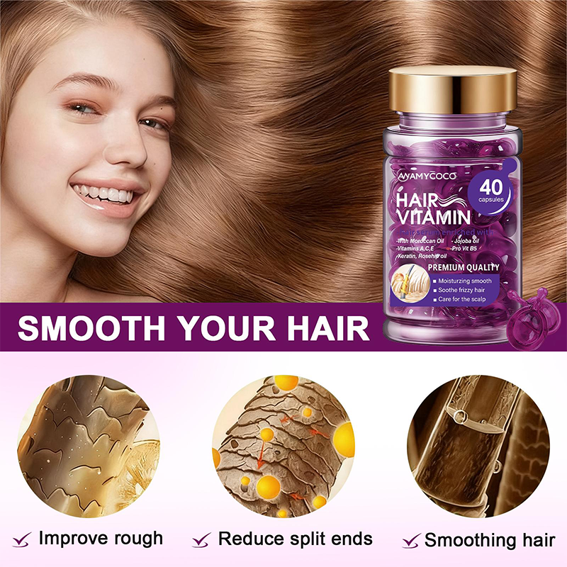 Hair Vitamin Capsules Infused with Violet Vitamins & Argan Oil,40 Capsules💜