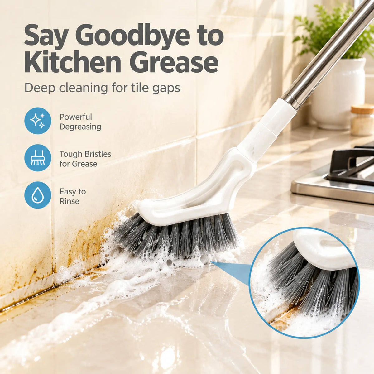Adjustable Length Stainless Steel Telescopic Long Handle Crevice Cleaning Brush 🧹
