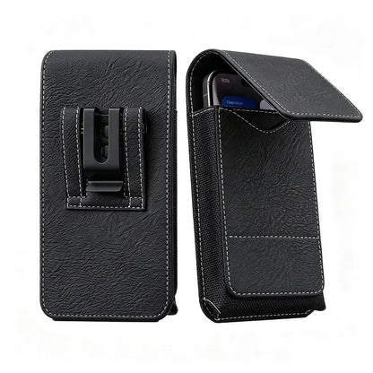 Men's Waist Phone Pouch with Card Slot, Magnetic Lock & Metal Belt Clip📱