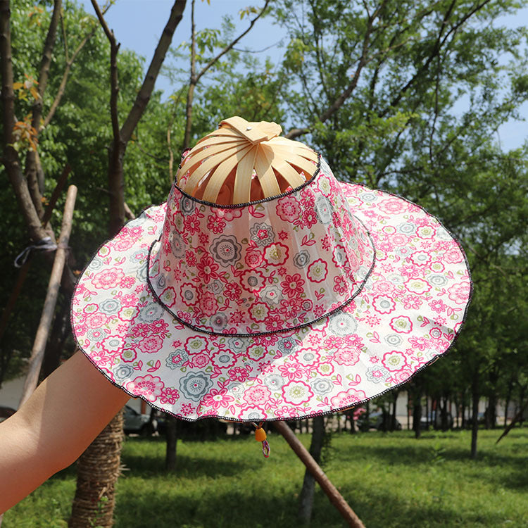 Fan Hat Bamboo Foldable Hand Fan for Sun Hat Women🌞