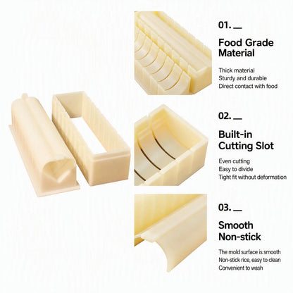 DIY Sushi Maker Mold Set, HIPS Non-Stick Sushi Rolling Tool with Cutting Groove 🍣