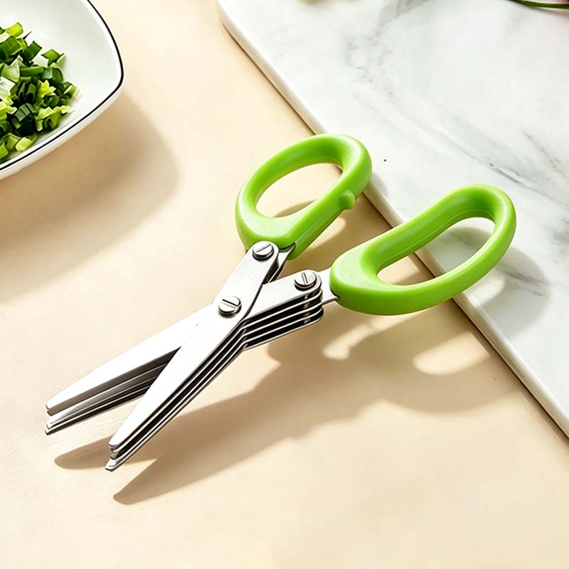 Stainless Steel 5 Blades Scallion Cutter Scissors✂️