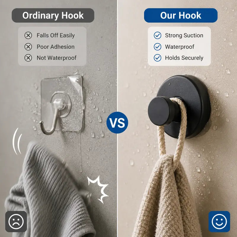 2 Pcs No Drilling Suction Cup Hooks with Replaceable Core 🪝