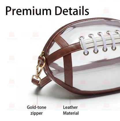 Clear Football Shaped Crossbody Bag, Transparent PVC Stadium Approved Game Day Bag 🏈