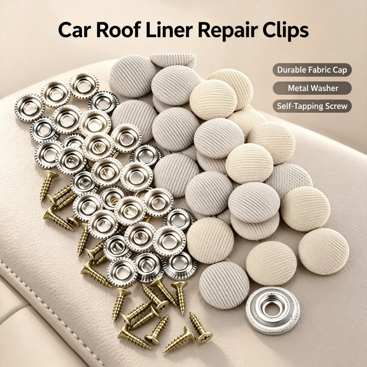 50 Pack Car Roof Headliner Repair Buttons, Fabric Covered Retainer Screws 🚗
