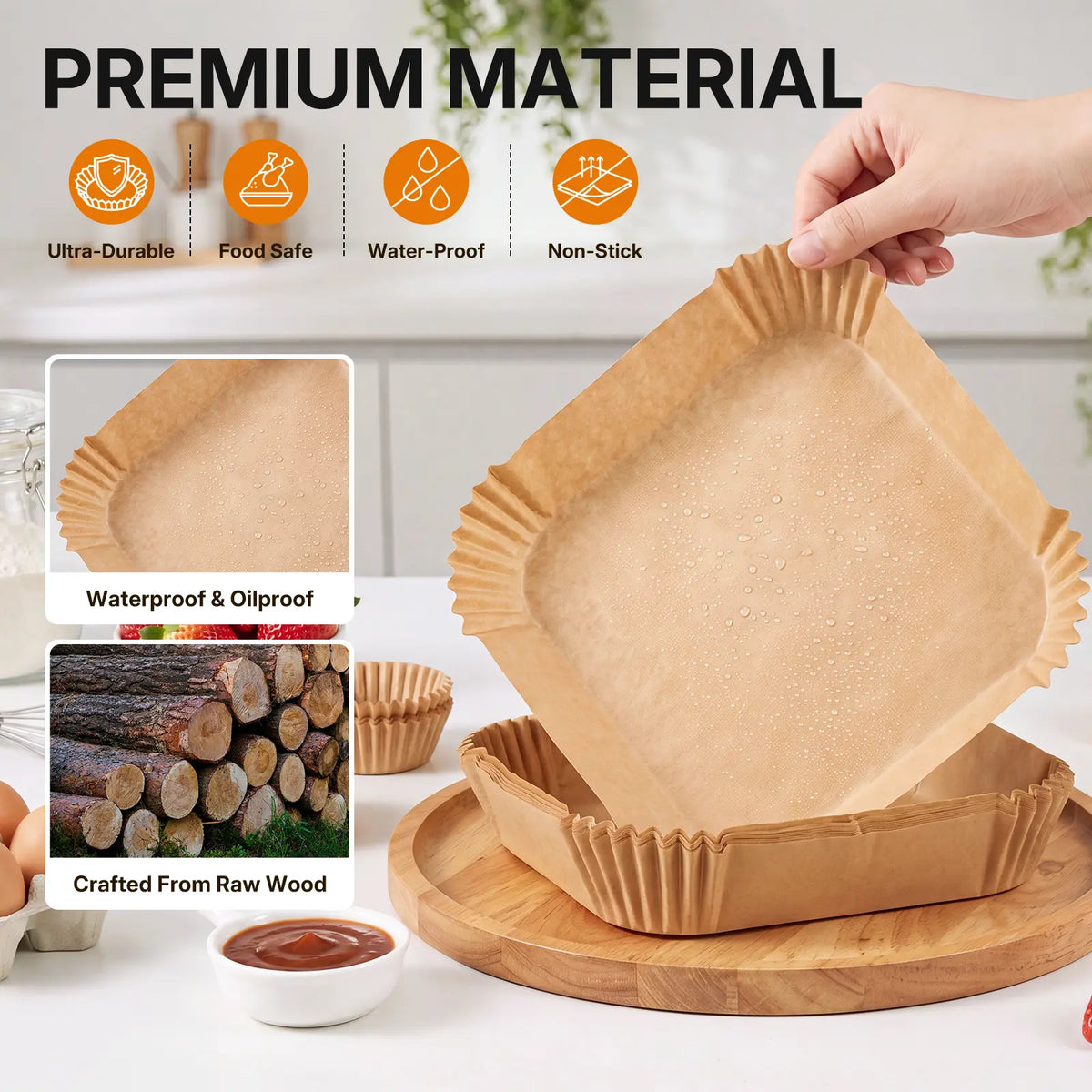 100Pcs Parchment Paper,Air Fryer Paper Liners, Air Fryer Liners Disposable🍳