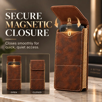 Men's Waist Phone Pouch with Card Slot, Magnetic Lock & Metal Belt Clip📱