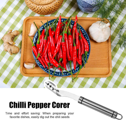 Stainless Steel Pepper Corer Seed Remover Tool, Chili Bell Pepper Core Deseeder 🌶️