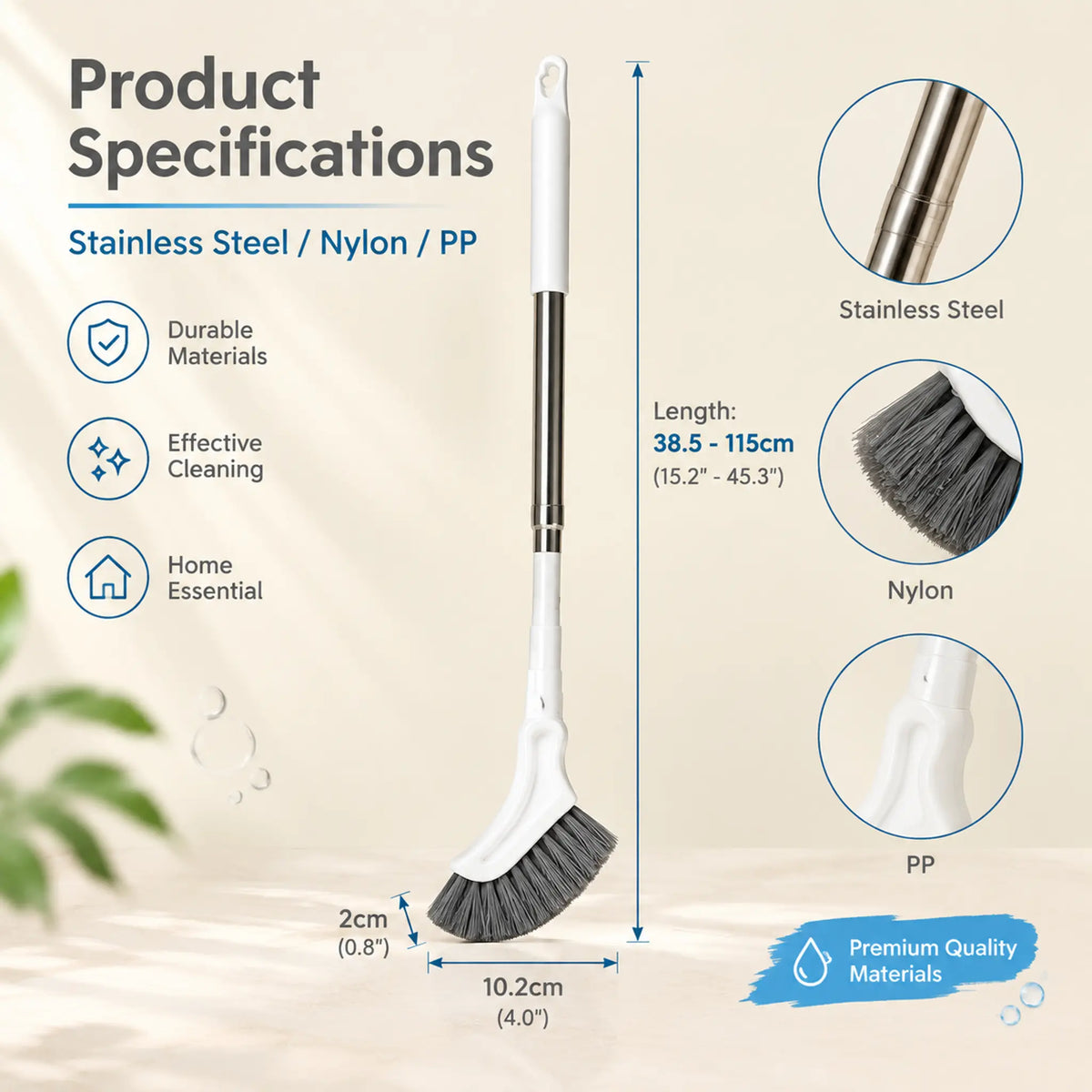 Adjustable Length Stainless Steel Telescopic Long Handle Crevice Cleaning Brush 🧹