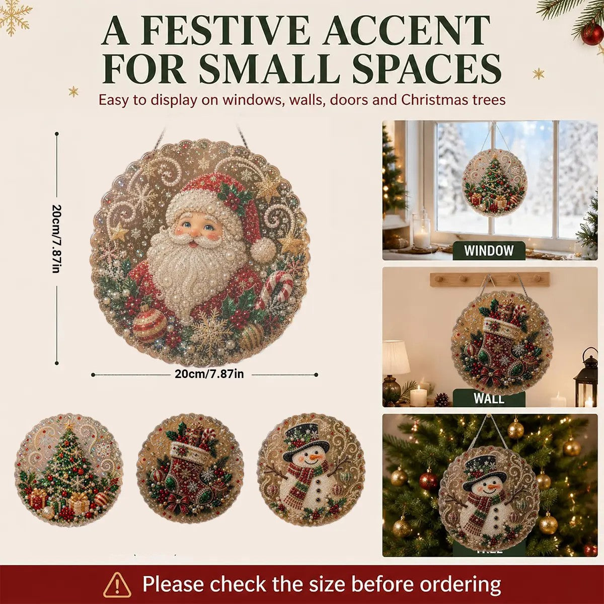 Christmas Pearl Diamond Painting Suncatcher Craft Kit (8in), DIY Crafting Set🎄