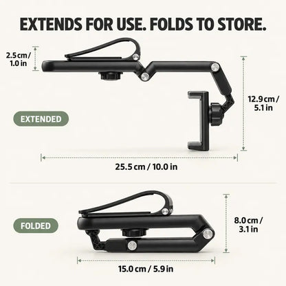 Foldable Car Phone Holder for Sun Visor, Adjustable Arm with 360 Phone Rotation 📱