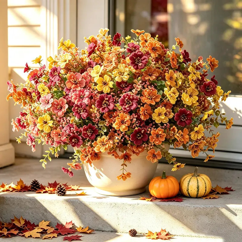 Fall Artificial Flower Halloween 12pcs, UV Resistant Colorful Fake Flower🌼