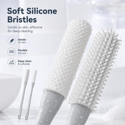 Long-Handle Silicone Soft Pedicure Tool, Shower Foot Cleaning Brush for Toe Gap Skin Cleansing🦶🚿