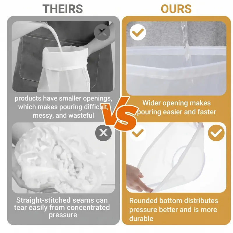 3Pcs Bowl-Shaped Nylon Nut Milk Bag, Reusable Strainer Bags 🥛