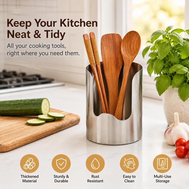 1 Count, Thickened Stainless Steel Utensil Organizer, Rust Resistant Easy to Clean Multi-purpose Storage Holder✨