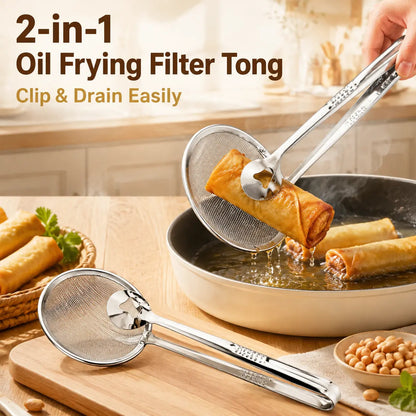 2-in-1 Oil-Frying Filter Clip, Kitchen Food Strainer Tongs for Fried Food🍟✨