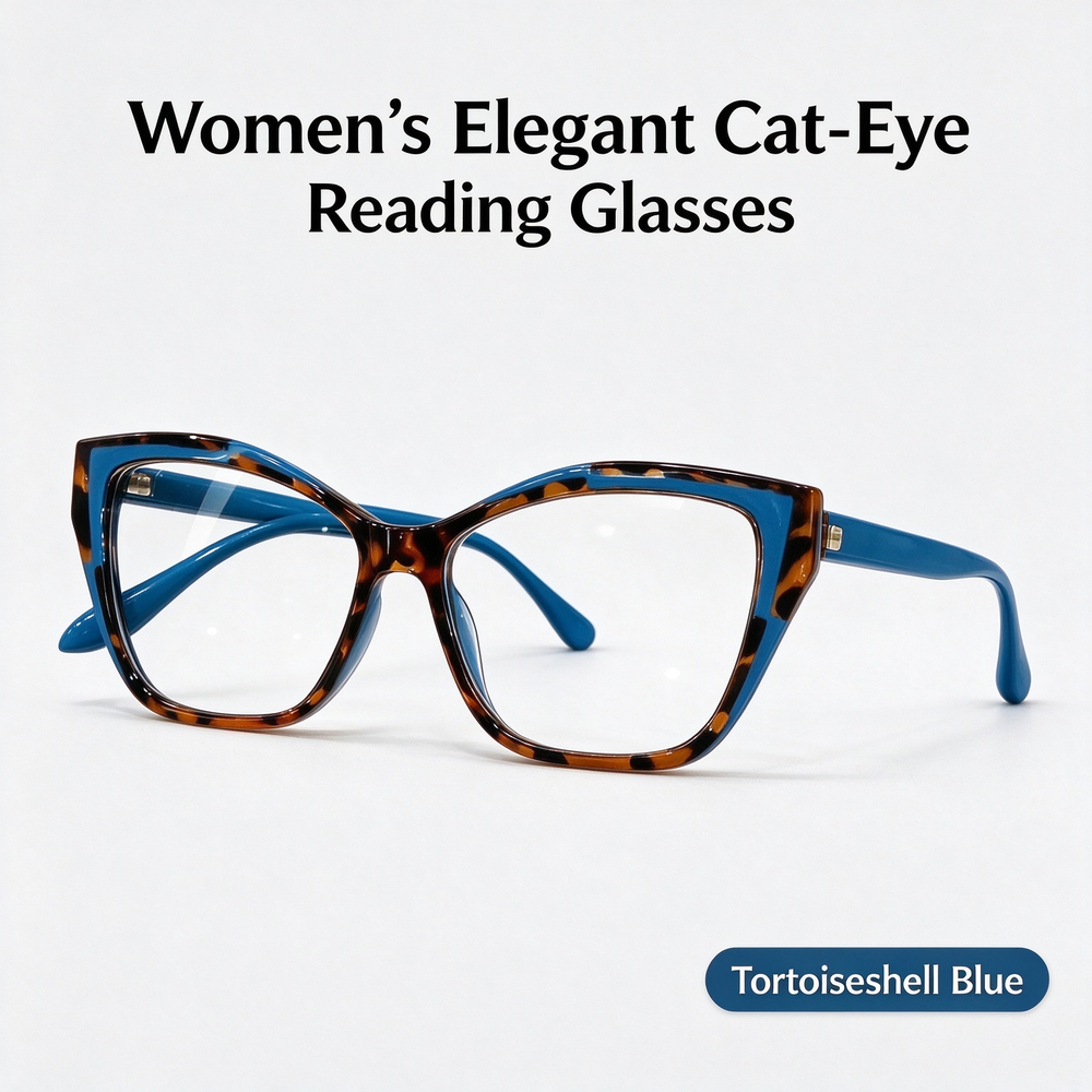 Blue color option with patterned cat-eye front and blue arms