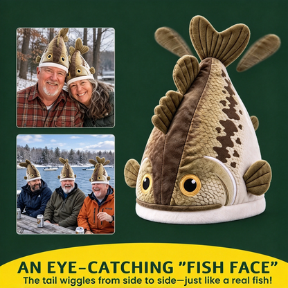 Bucketmouth Flapping Tail Plush Bass Fish Hat 🐟