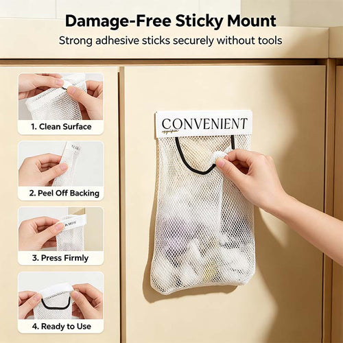 5PCS Grocery Garbage Bag Holder Trash Bag Dispenser Sticky Wall Mounted Mesh🛒