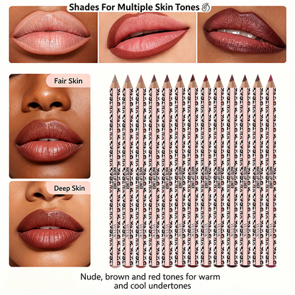 Full 12‑Color Lip Liner Set – Matte High Pigment, Long‑Lasting Non‑Fading 💋