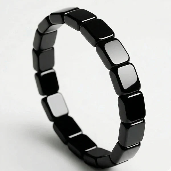 Hematite Beaded Bracelet, Unisex Magnetic Stone Jewelry