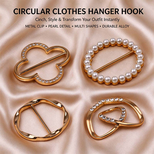 4 Counts Women's Fashion Metal Shirt Clips, Shape-Including Round and Heart Designs 👔