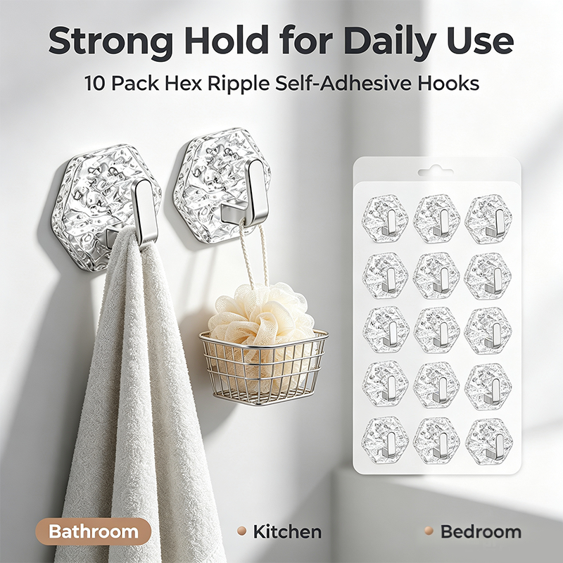 Strong daily use adhesive hooks