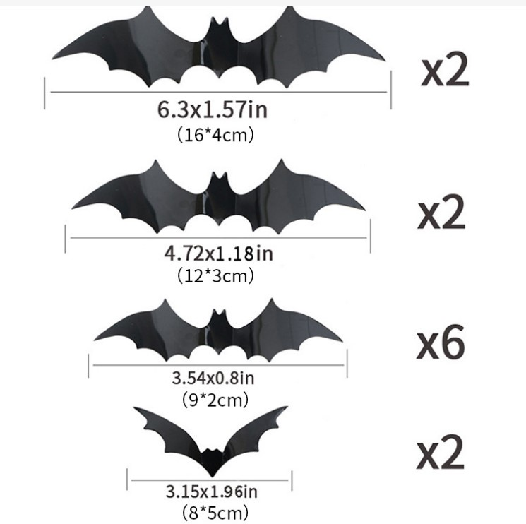 3D Bat Light LED Decorations, Halloween Spooky Ornaments, Bendable Wall Stickers🦇