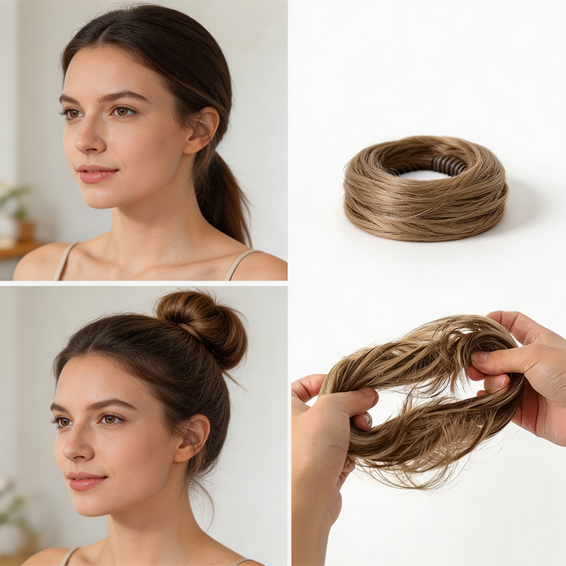 Synthetic Messy Bun Hair Piece for Women, Curly Updo Scrunchie Extension👑 ✨