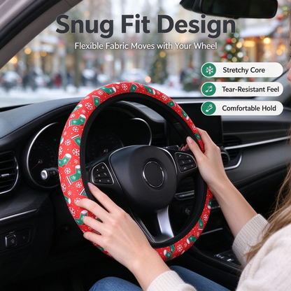 Cute Cat Pet-Themed Pattern, Single-Pack Car Steering Wheel Cover, Comfortable Grip 🐱