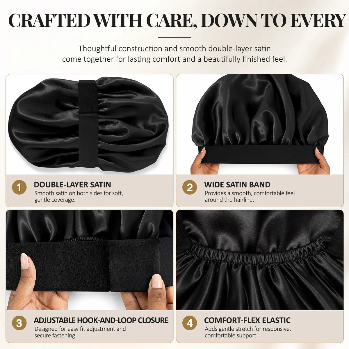 Bonnet for Men Hair Bonnet for Sleeping Double Layer Satin Bonnets 😴