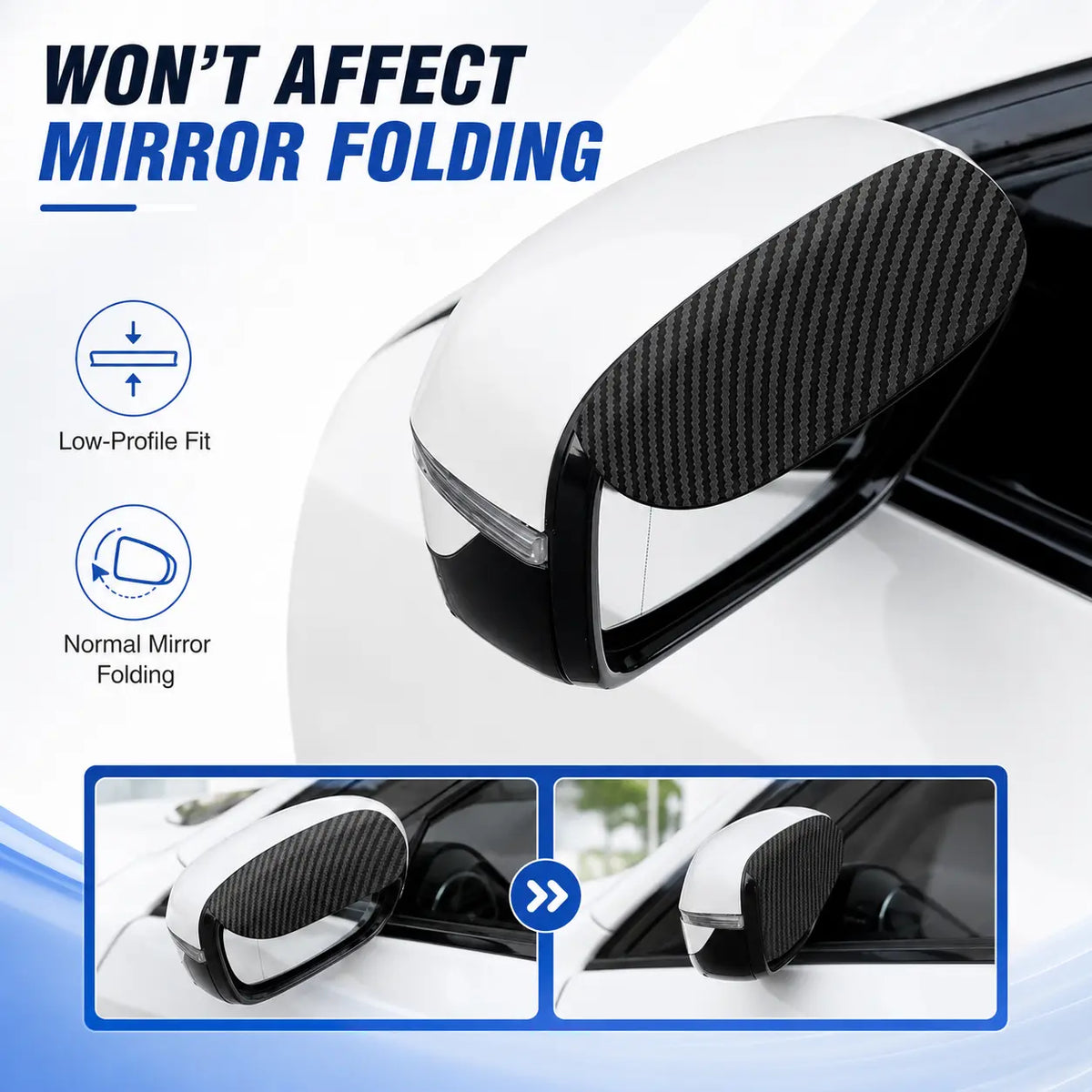2PCS Car Side Mirror Rain Guards - Carbon Look ABS Visor Covers 🌧️