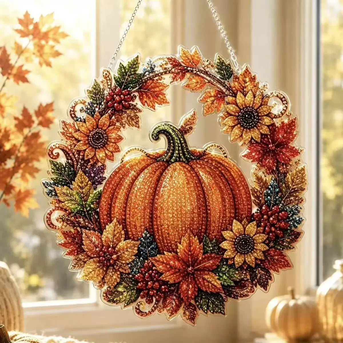 Halloween Diamond Painting Hanging Ornament Kit, Black Cat Moon🎃