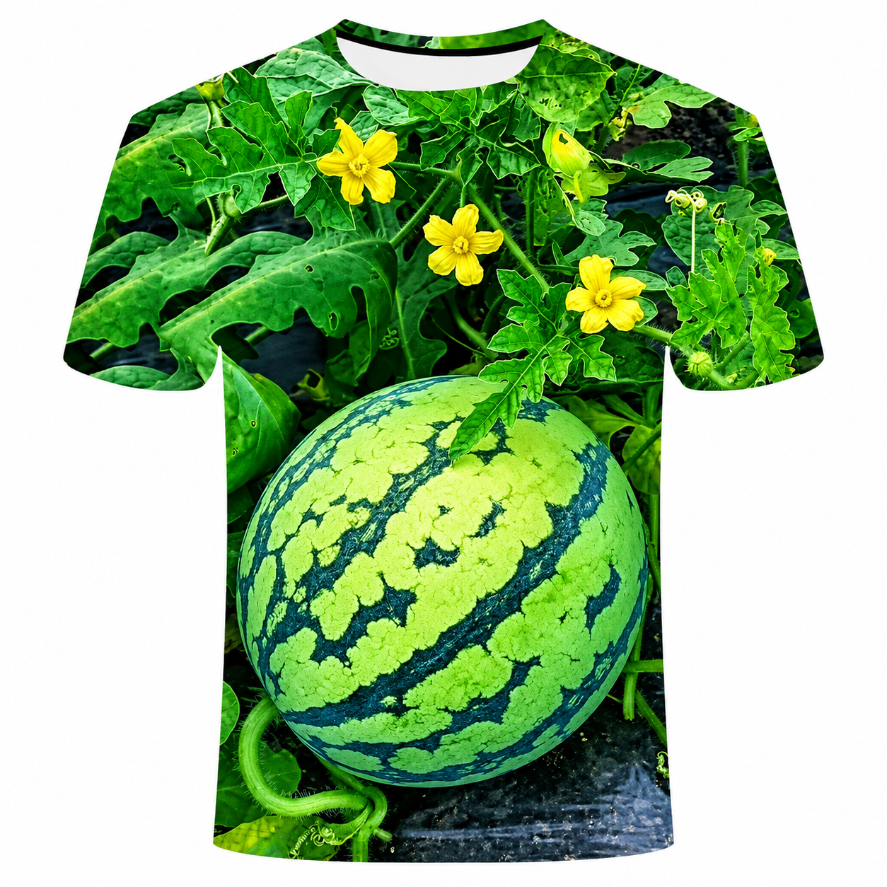Funny Men's Watermelon Graphic T-Shirt, Fruit Print Summer Tee🍉