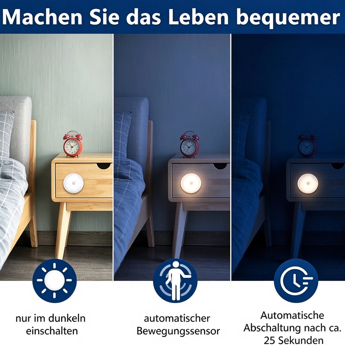 6 Pcs Motion Sensor Light, Rechargeable Night Light 💡