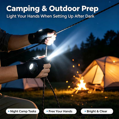 One Pair LED Finger Flashlight Gloves, Hands-Free LED Light Gloves for Fishing, Camping, Repair🧤