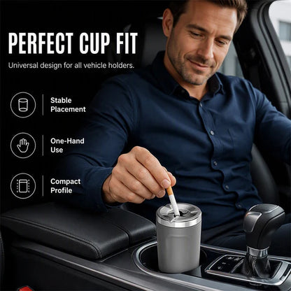 Rotating Sealed Lid Car Ashtray Odor Resistant Auto Cigarette Ashtray Fits Vehicle Cup Holder🌸
