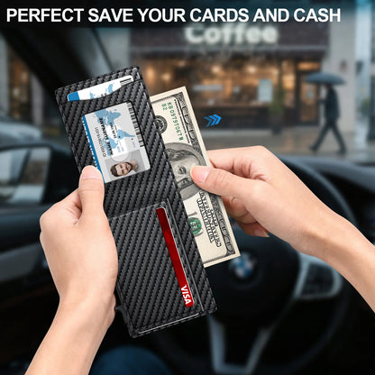 Men's RFID Minimalist Bifold Wallet - 1 ID Window, Pop-Up Card Holder, Money Clip💳