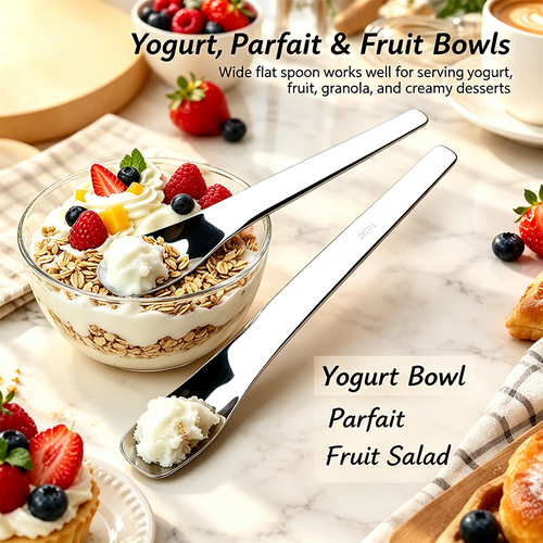 316L Stainless Steel Dessert Spade Spoon, Mirror Polished Thick Multi‑Purpose Spoon🥄