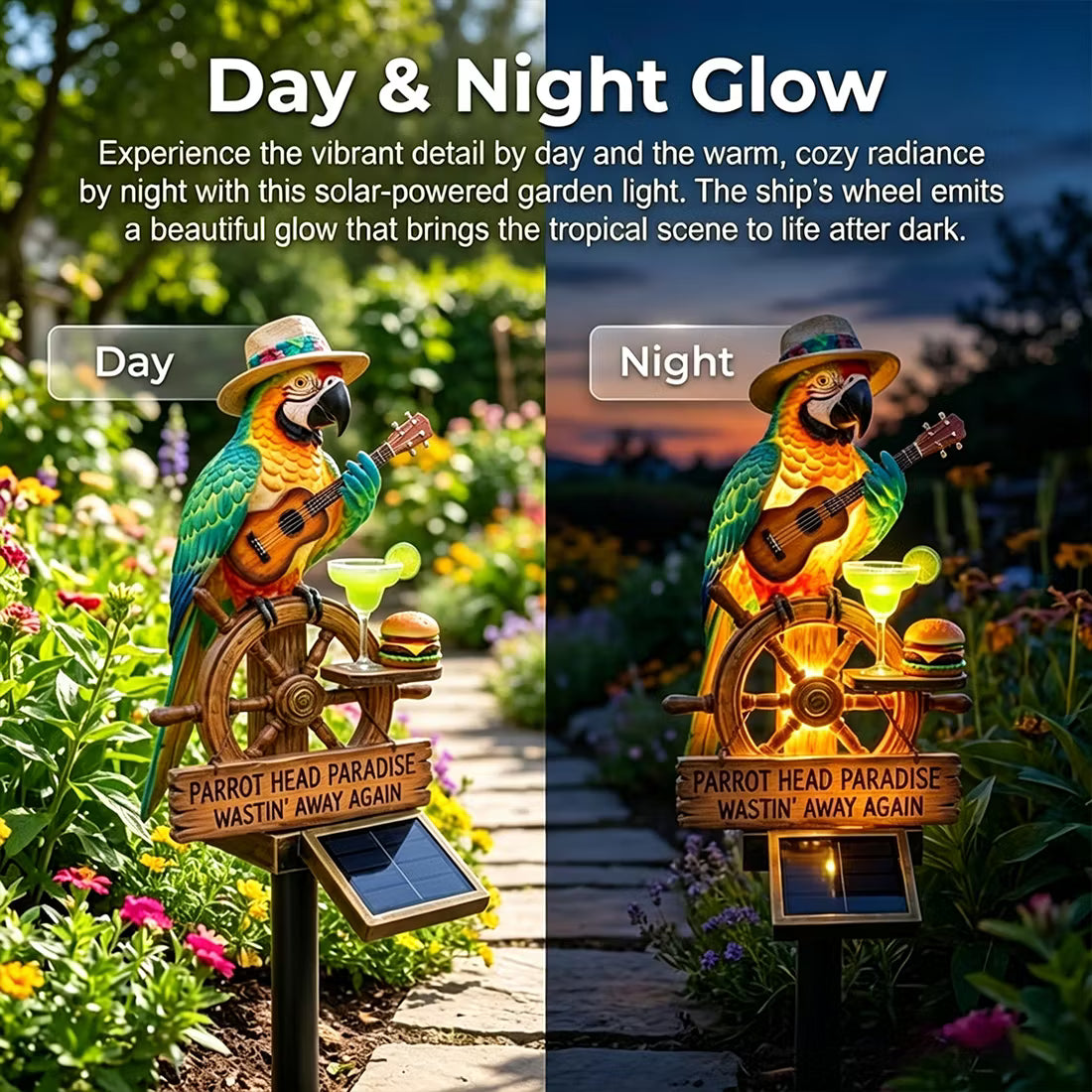 🌴 "Tropical State of Mind" Solar-Powered Parrot Light-All-Day Vacation Vibe 🌅
