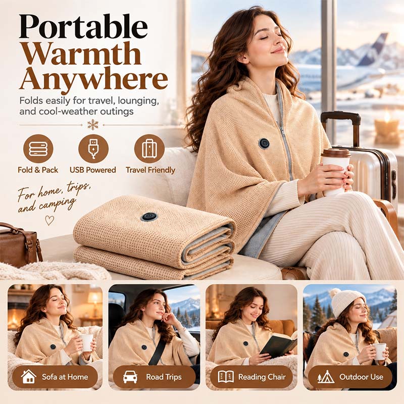 Plush Wearable Heated Wrap & Cordless Thermal Shawl 🧥🔥