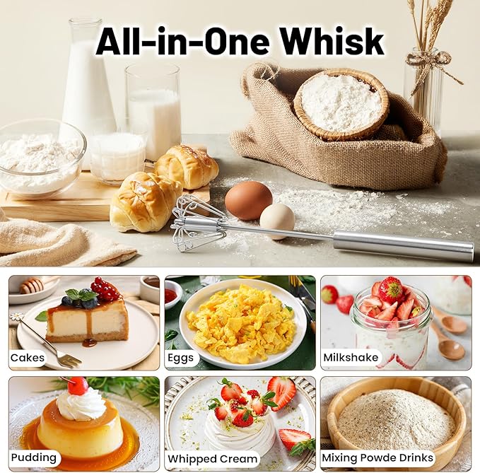 2 PCS Rustproof Hand Push Whisk For Baking & Daily Drinks✨