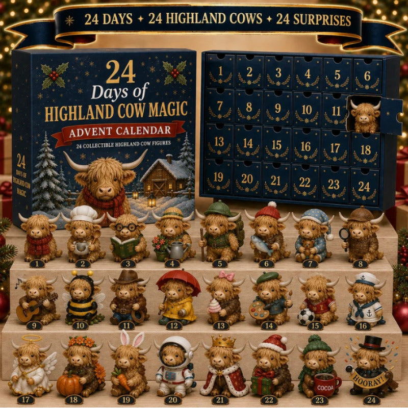 24-Day Highland Cow Advent Calendar - Christmas Countdown Gift Box🐮