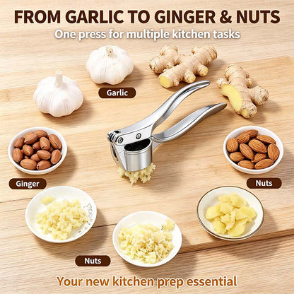 Stainless Steel Garlic Press, Heavy Duty Manual Garlic Crusher Tool🧄
