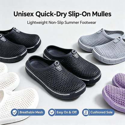 Unisex Quick-Dry Mesh Slip-On Mules,Women's and Men's Lightweight Non-Slip EVA Summer Footwear 🥿