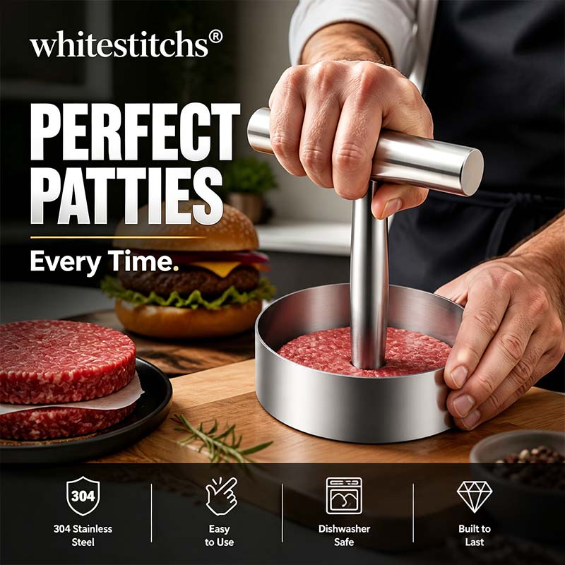 Steak Press Round Patty Mold | Food‑Grade 304 Stainless Steel Burger Patty Maker🍔🔥
